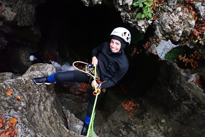 Bled and Bohinj Valley Canyoning with Hotel Pickup & Free Photos - The rope descent is a real highlight