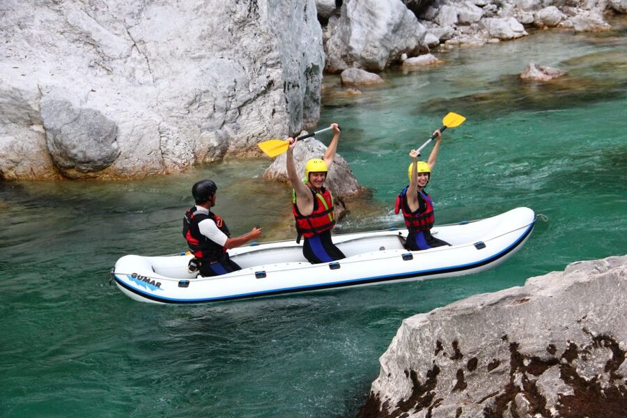 Bovec: Soča River Private Rafting Experience for Couples - Mountain views and emerald water