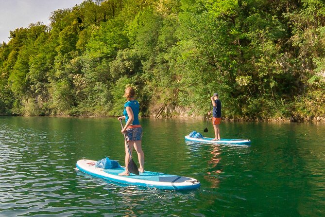 Private Half Day Stand-up Paddle Boarding on the Soča River - Paddling across the lake and into the canyons